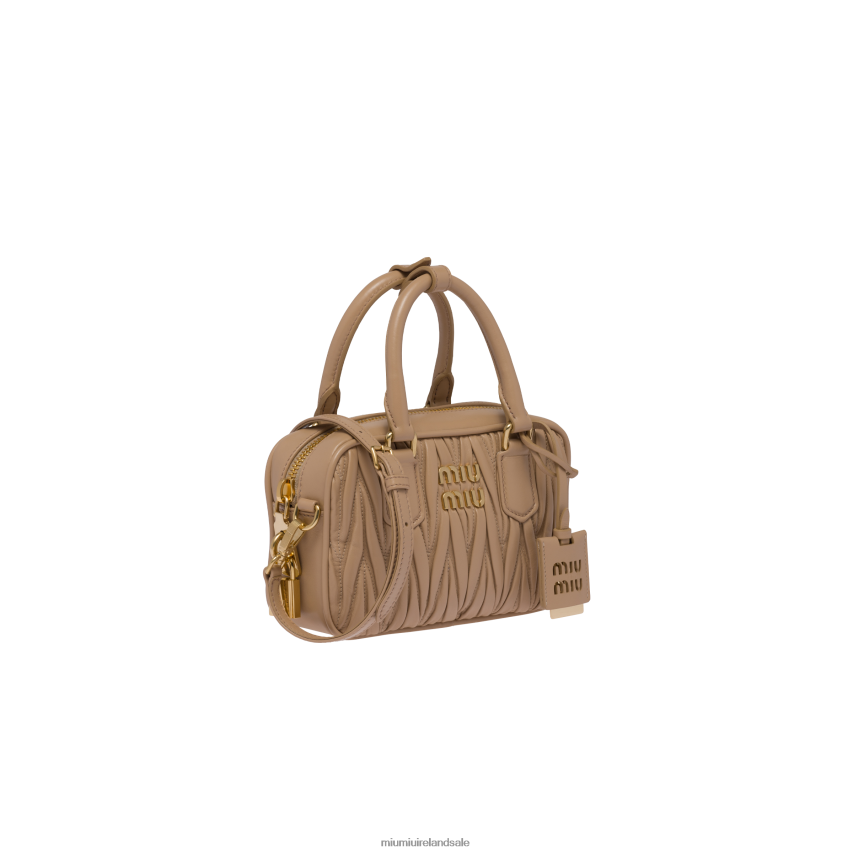IE Miu MiuCollection Matelasse Nappa Leather Top-handle Bag Sand Beige XJN62J40
