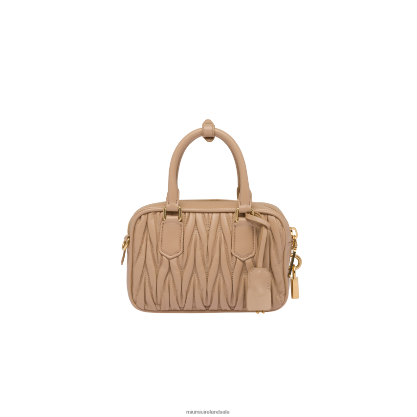 IE Miu MiuCollection Matelasse Nappa Leather Top-handle Bag Sand Beige XJN62J40