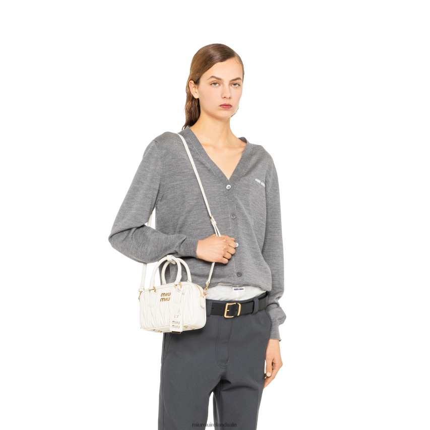 IE Miu MiuCollection Matelasse Nappa Leather Top-handle Bag White XJN62J45