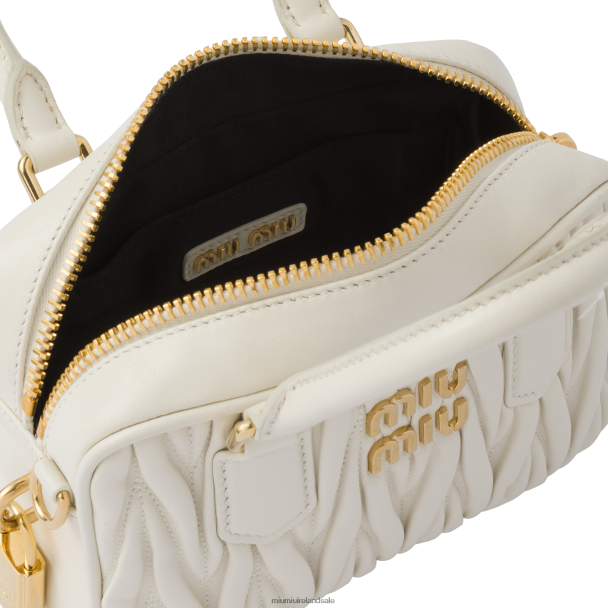 IE Miu MiuCollection Matelasse Nappa Leather Top-handle Bag White XJN62J45