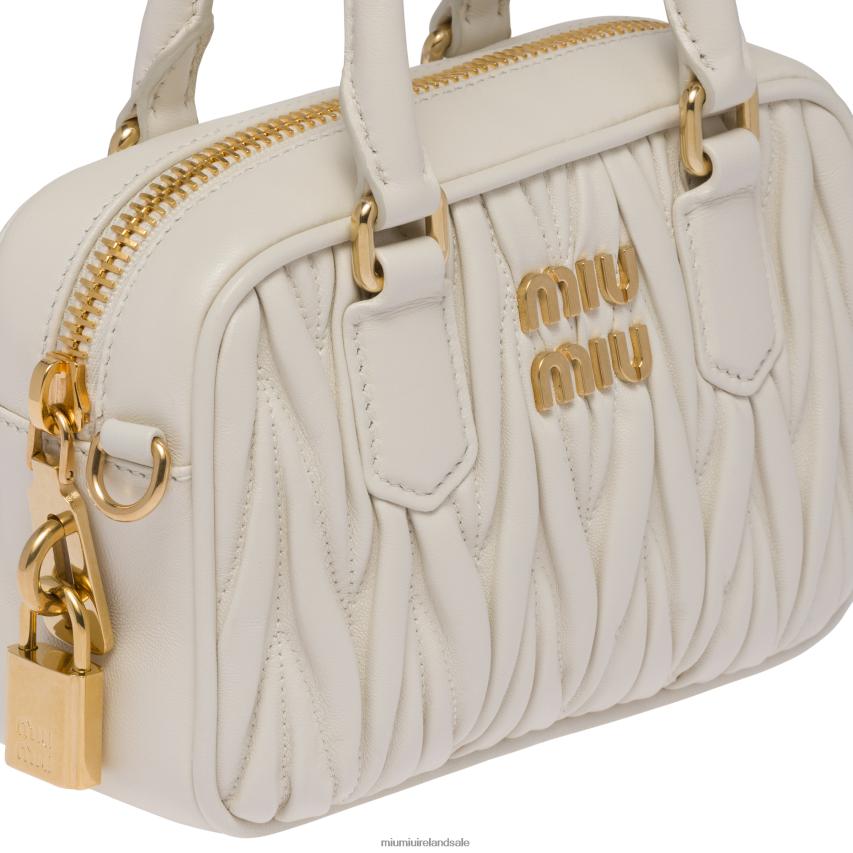 IE Miu MiuCollection Matelasse Nappa Leather Top-handle Bag White XJN62J45