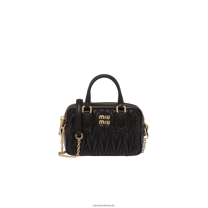 IE Miu MiuCollection Matelasse Nappa Leather Top-handle Mini-bag Black XJN62J66