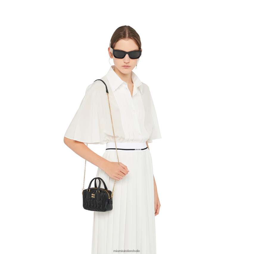 IE Miu MiuCollection Matelasse Nappa Leather Top-handle Mini-bag Black XJN62J66