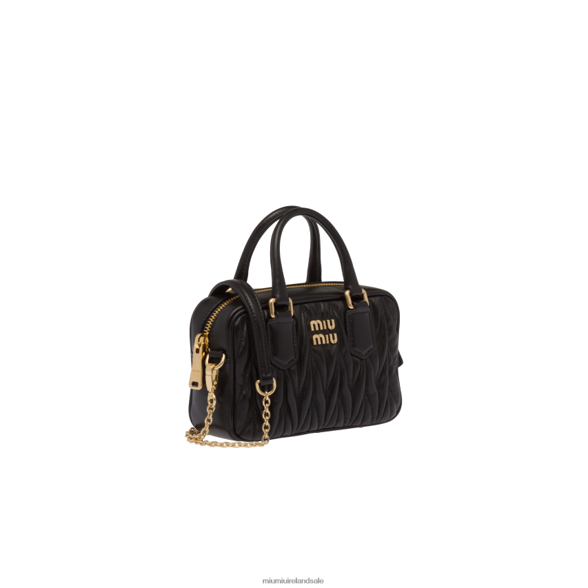 IE Miu MiuCollection Matelasse Nappa Leather Top-handle Mini-bag Black XJN62J66