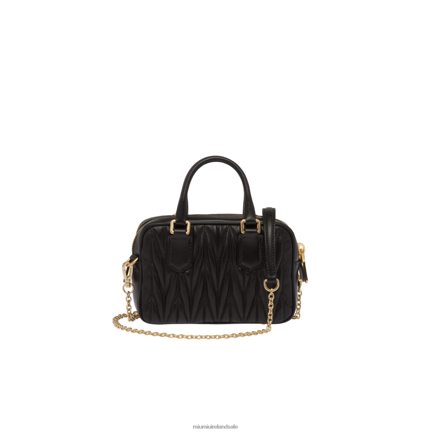 IE Miu MiuCollection Matelasse Nappa Leather Top-handle Mini-bag Black XJN62J66
