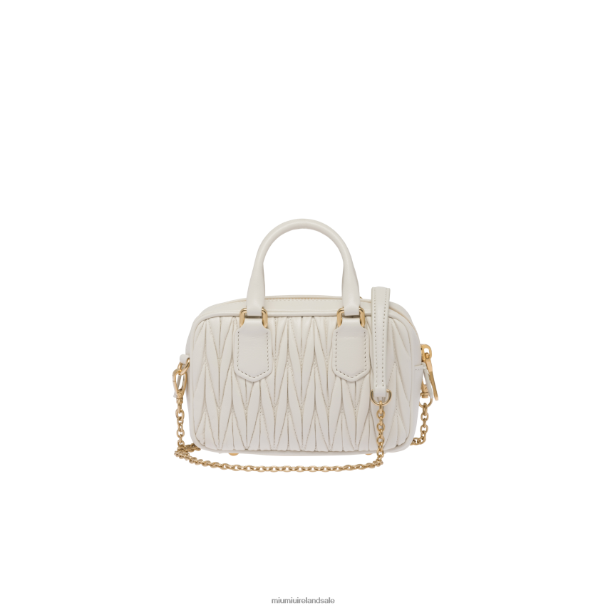 IE Miu MiuCollection Matelasse Nappa Leather Top-handle Mini-bag White XJN62J65