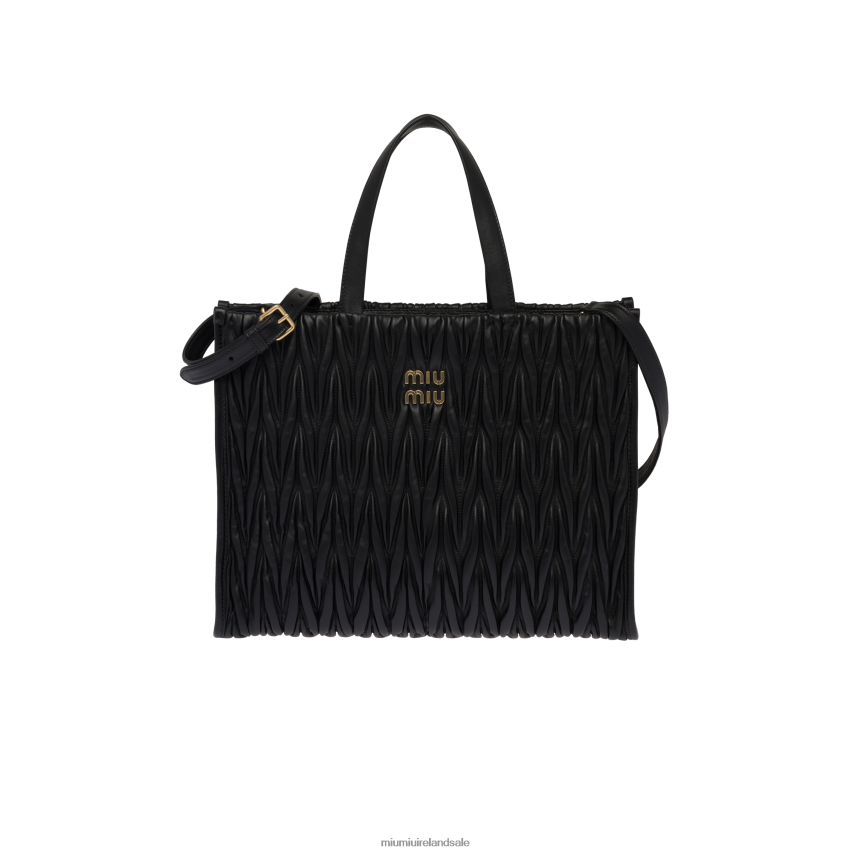 IE Miu MiuCollection Matelasse Nappa Leather Tote Black XJN62J53