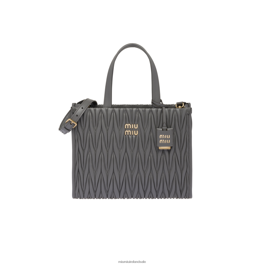 IE Miu MiuCollection Matelasse Nappa Leather Tote Marble Gray XJN62J55
