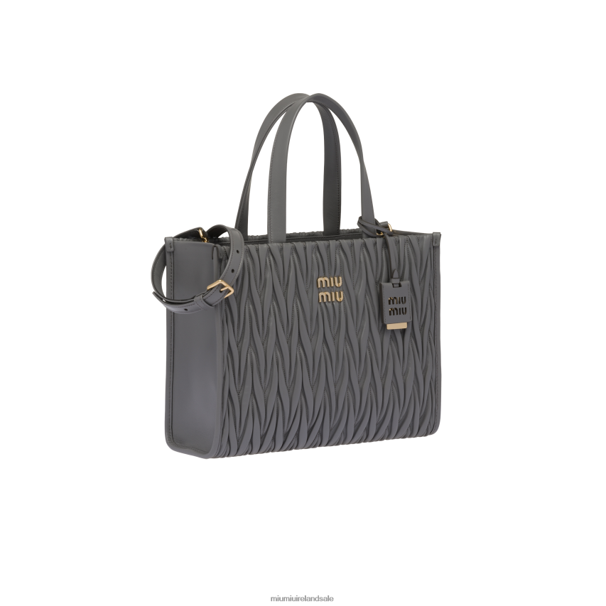 IE Miu MiuCollection Matelasse Nappa Leather Tote Marble Gray XJN62J55