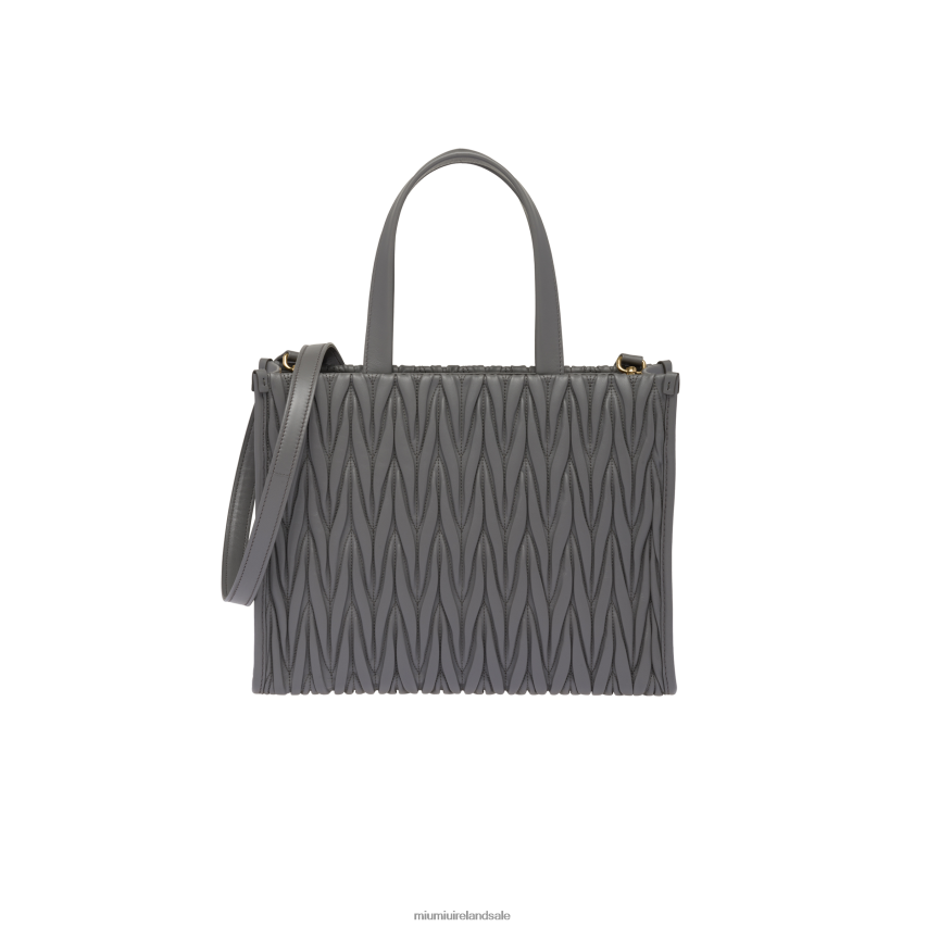 IE Miu MiuCollection Matelasse Nappa Leather Tote Marble Gray XJN62J55