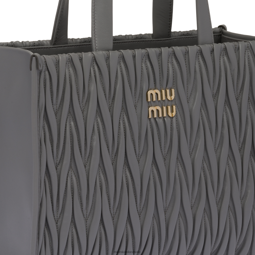 IE Miu MiuCollection Matelasse Nappa Leather Tote Marble Gray XJN62J55