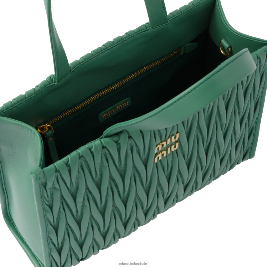 IE Miu MiuCollection Matelasse Nappa Leather Tote Sage Green XJN62J56