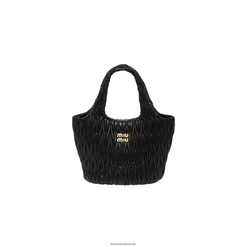 IE Miu MiuCollection Wander Matelasse Nappa Leather Tote Black XJN62J49