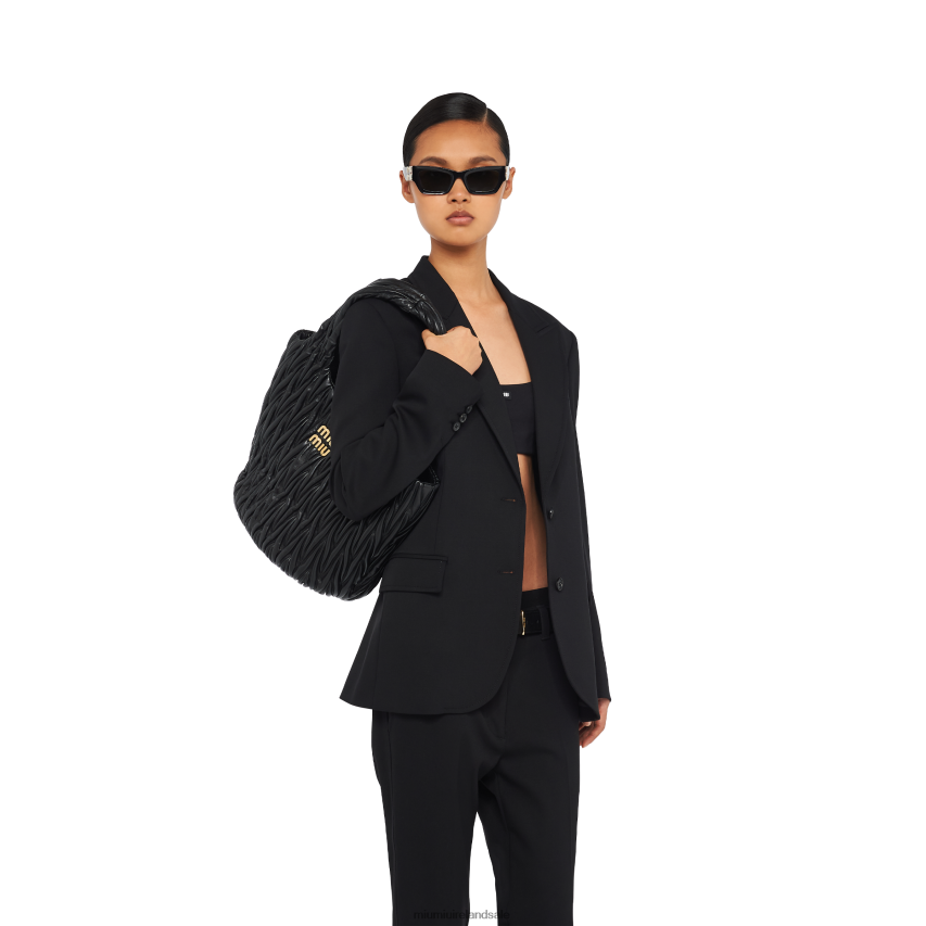 IE Miu MiuCollection Wander Matelasse Nappa Leather Tote Black XJN62J49