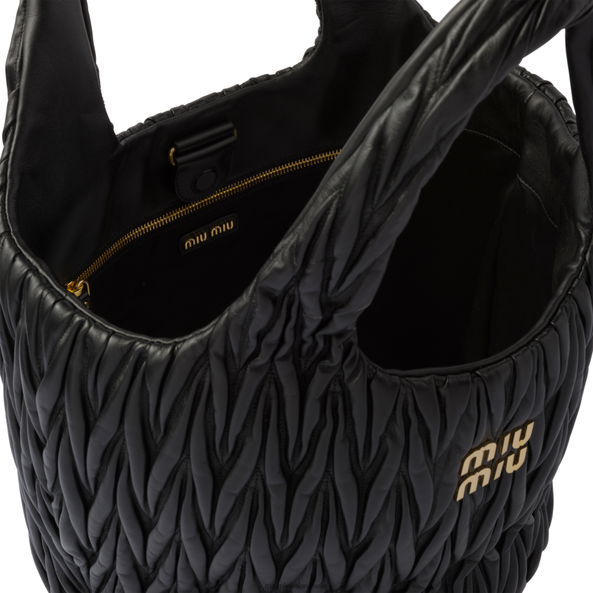 IE Miu MiuCollection Wander Matelasse Nappa Leather Tote Black XJN62J49