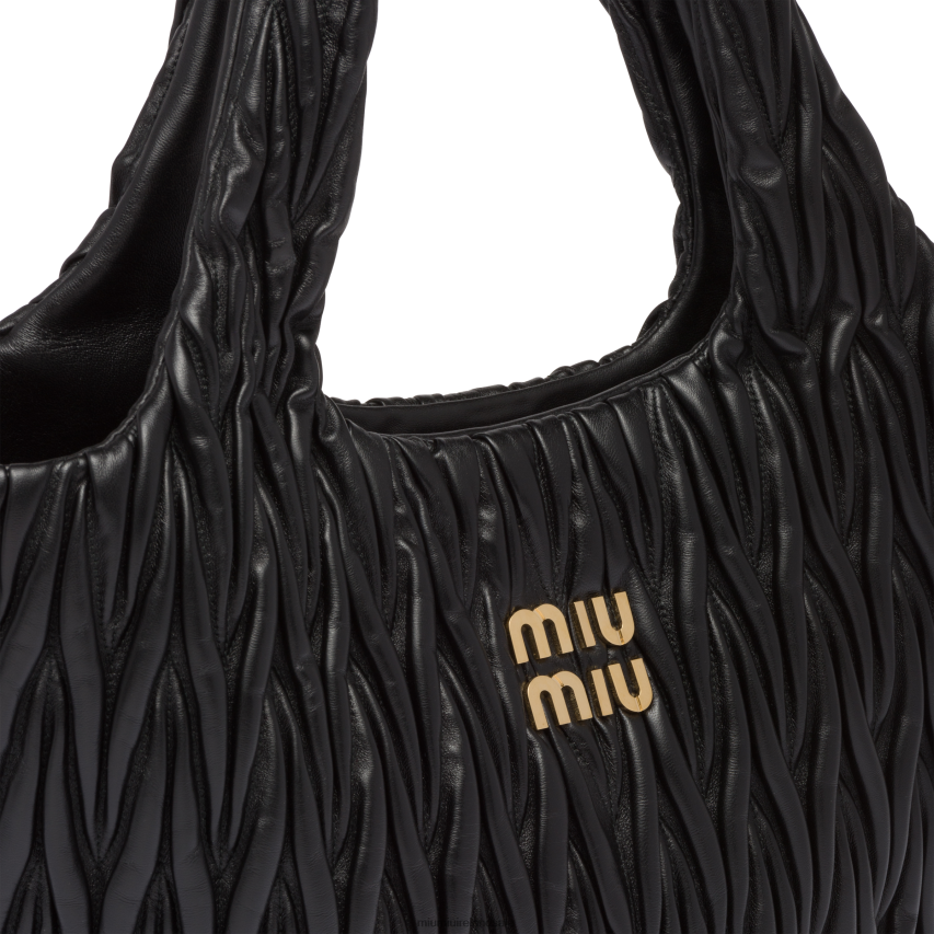 IE Miu MiuCollection Wander Matelasse Nappa Leather Tote Black XJN62J49