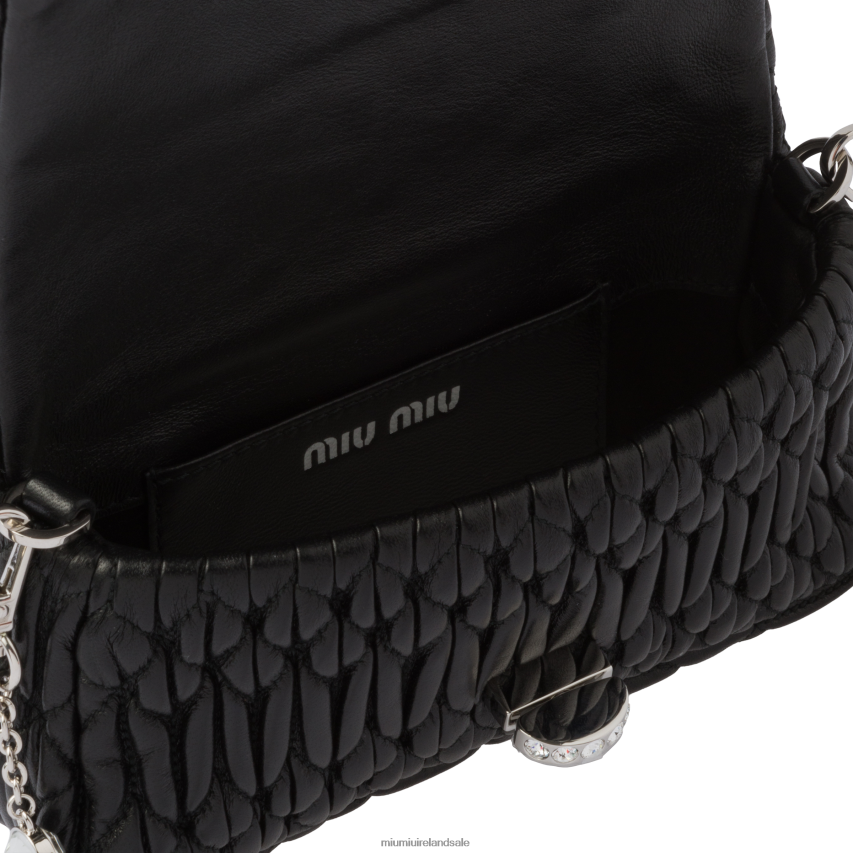 IE Miu MiuCollection Crystal Nappa Leather And Crystal Mini-bag Black XJN62J168