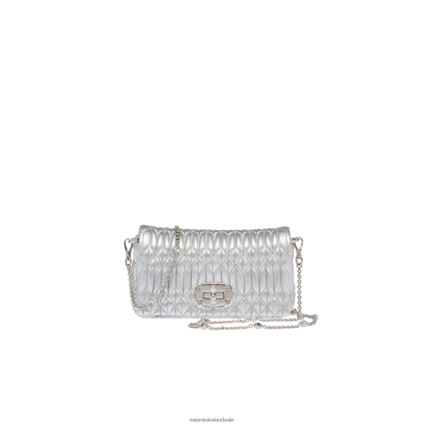IE Miu MiuCollection Crystal Nappa Leather And Crystal Mini-bag Silver XJN62J167
