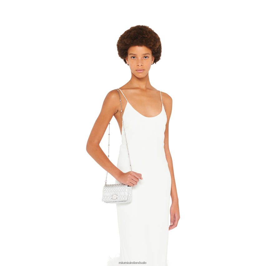 IE Miu MiuCollection Crystal Nappa Leather And Crystal Mini-bag Silver XJN62J167