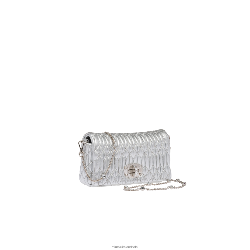 IE Miu MiuCollection Crystal Nappa Leather And Crystal Mini-bag Silver XJN62J167