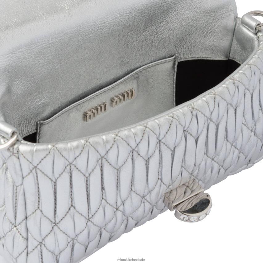 IE Miu MiuCollection Crystal Nappa Leather And Crystal Mini-bag Silver XJN62J167
