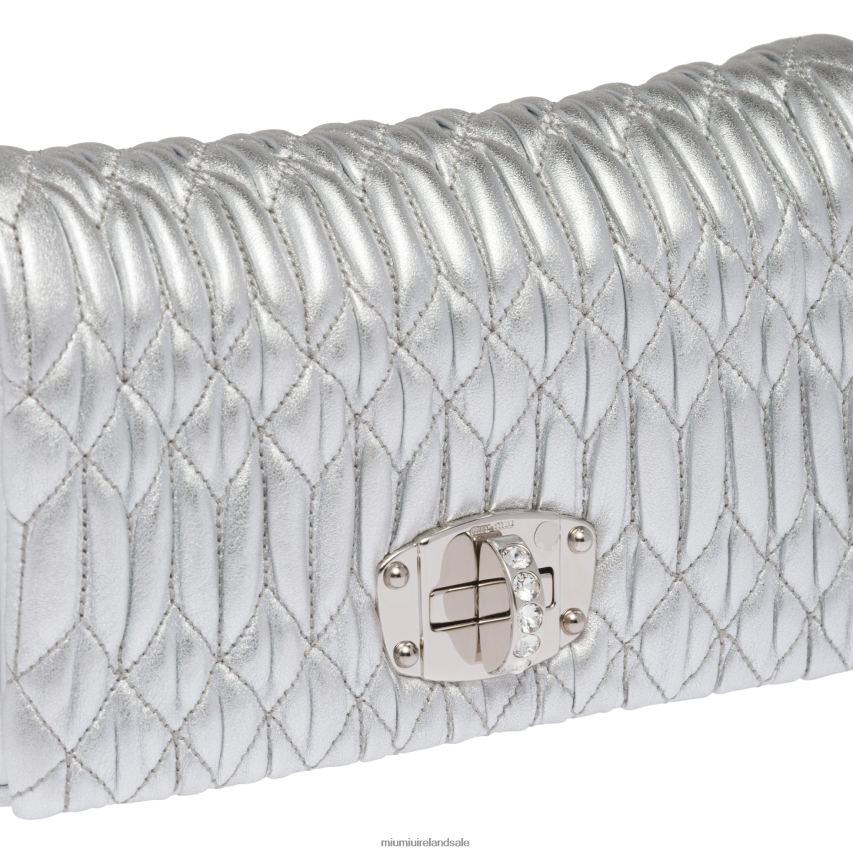 IE Miu MiuCollection Crystal Nappa Leather And Crystal Mini-bag Silver XJN62J167