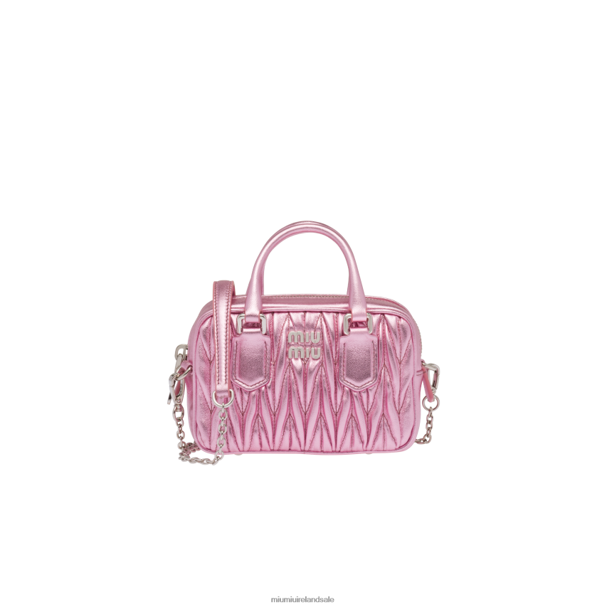 IE Miu MiuCollection Matelasse Nappa Leather Top-handle Mini-bag Pink Mordore XJN62J164