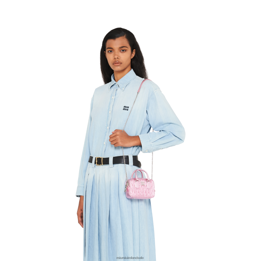 IE Miu MiuCollection Matelasse Nappa Leather Top-handle Mini-bag Pink Mordore XJN62J164