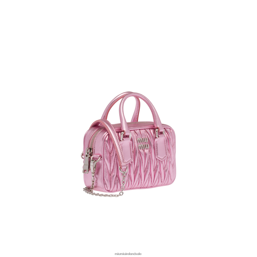 IE Miu MiuCollection Matelasse Nappa Leather Top-handle Mini-bag Pink Mordore XJN62J164