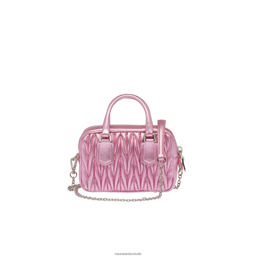 IE Miu MiuCollection Matelasse Nappa Leather Top-handle Mini-bag Pink Mordore XJN62J164
