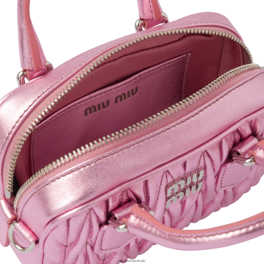 IE Miu MiuCollection Matelasse Nappa Leather Top-handle Mini-bag Pink Mordore XJN62J164