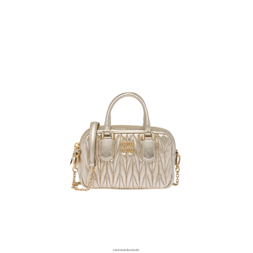 IE Miu MiuCollection Matelasse Nappa Leather Top-handle Mini-bag Pyrite XJN62J166