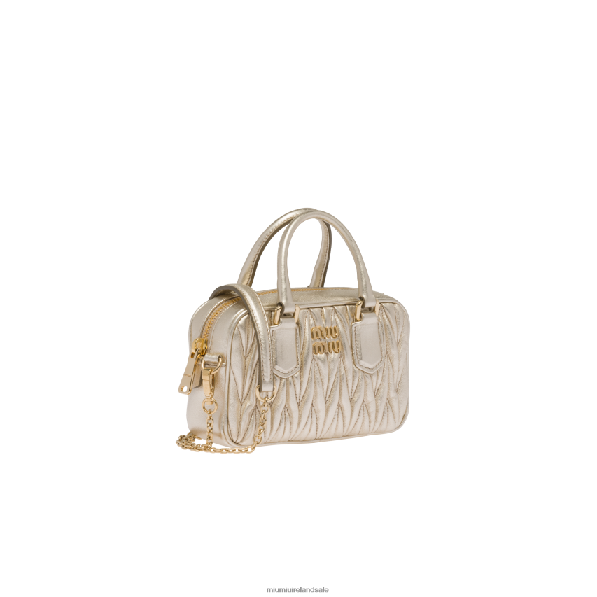 IE Miu MiuCollection Matelasse Nappa Leather Top-handle Mini-bag Pyrite XJN62J166