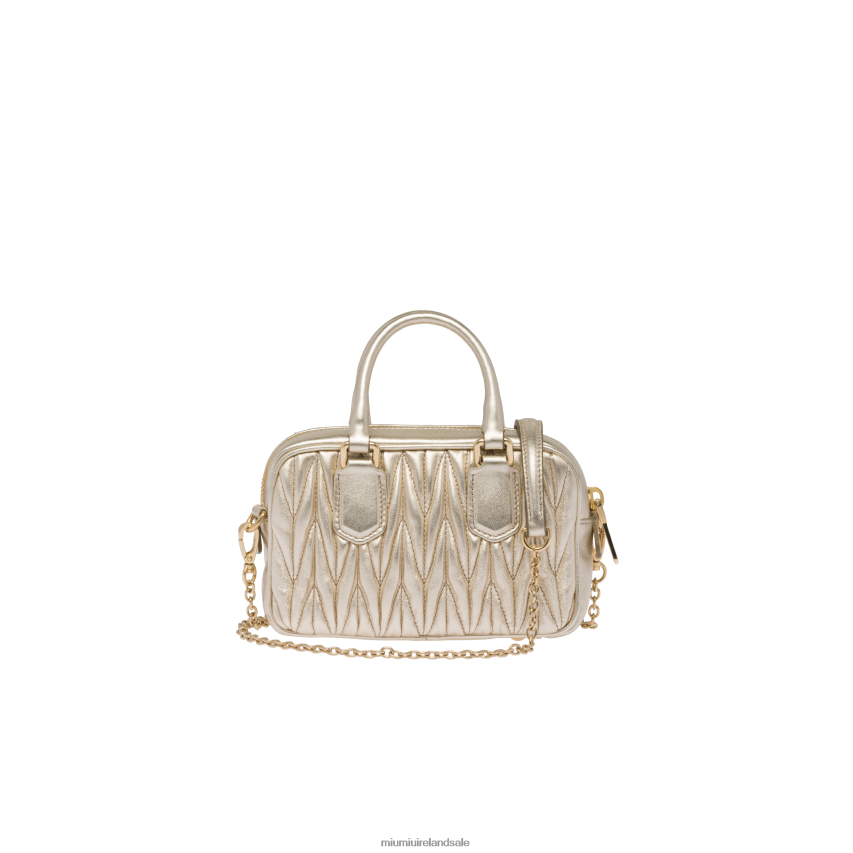 IE Miu MiuCollection Matelasse Nappa Leather Top-handle Mini-bag Pyrite XJN62J166