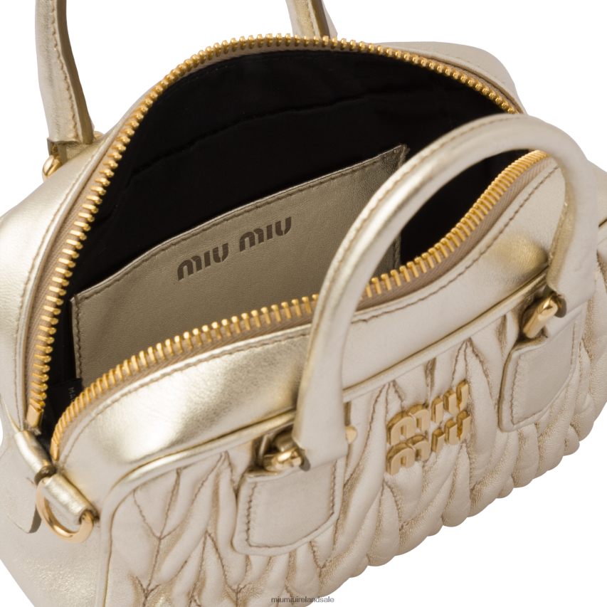IE Miu MiuCollection Matelasse Nappa Leather Top-handle Mini-bag Pyrite XJN62J166