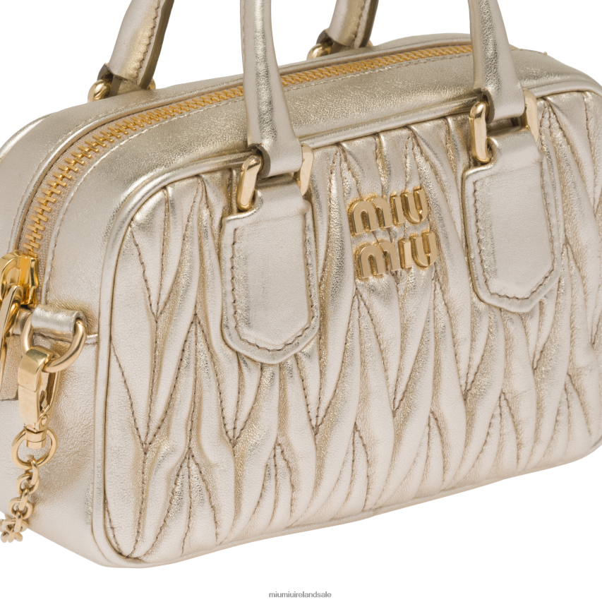 IE Miu MiuCollection Matelasse Nappa Leather Top-handle Mini-bag Pyrite XJN62J166