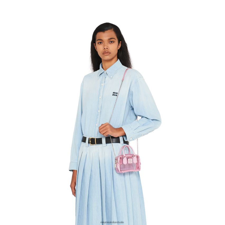 IE Miu MiuCollection Plexiglas And Nappa Leather Top-handle Mini-bag Pink Mordore XJN62J176