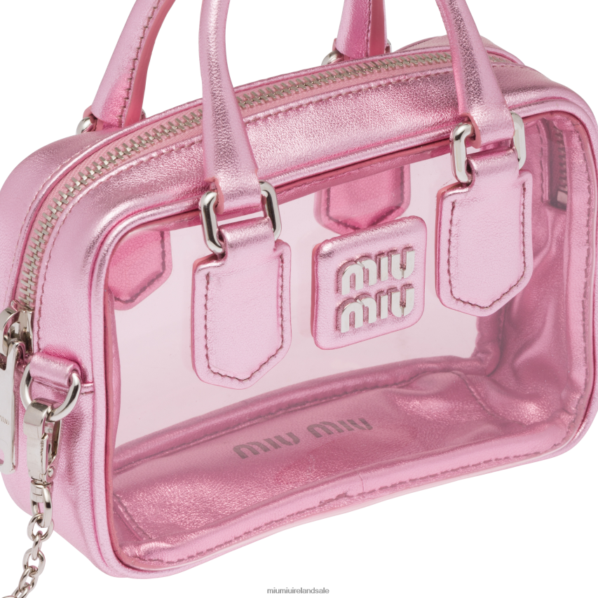 IE Miu MiuCollection Plexiglas And Nappa Leather Top-handle Mini-bag Pink Mordore XJN62J176