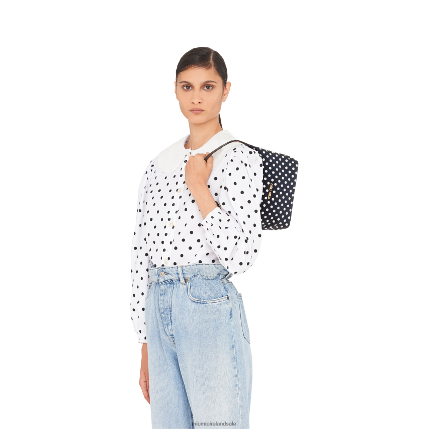 IE Miu MiuCollection Spirit Printed Faille Mini-bag Royal Blue/Ivory XJN62J175