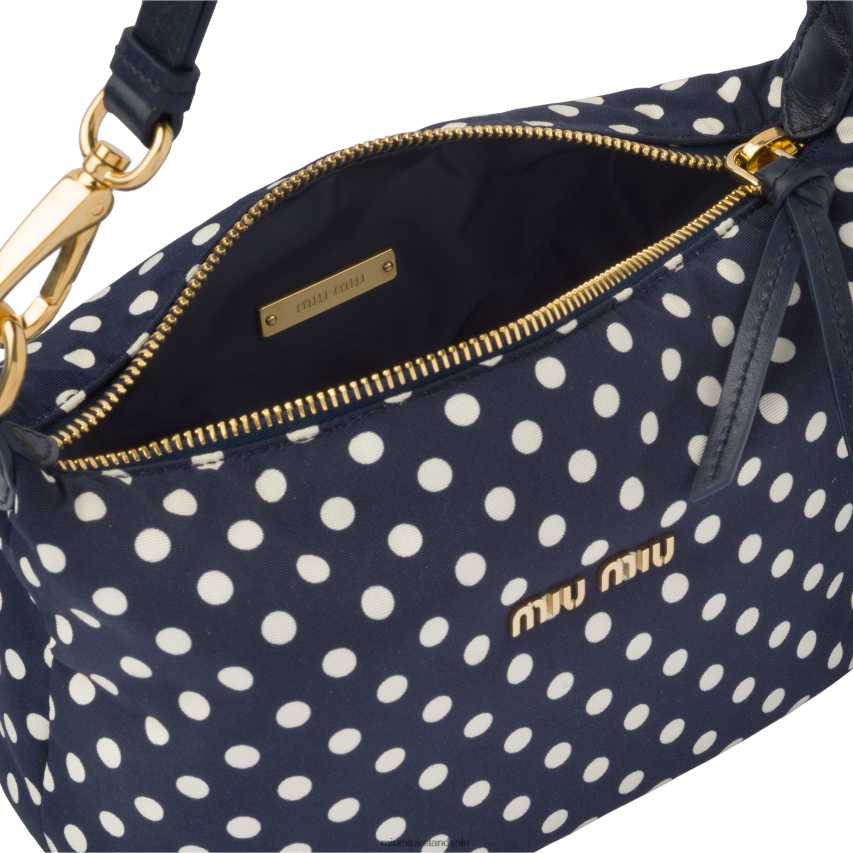 IE Miu MiuCollection Spirit Printed Faille Mini-bag Royal Blue/Ivory XJN62J175