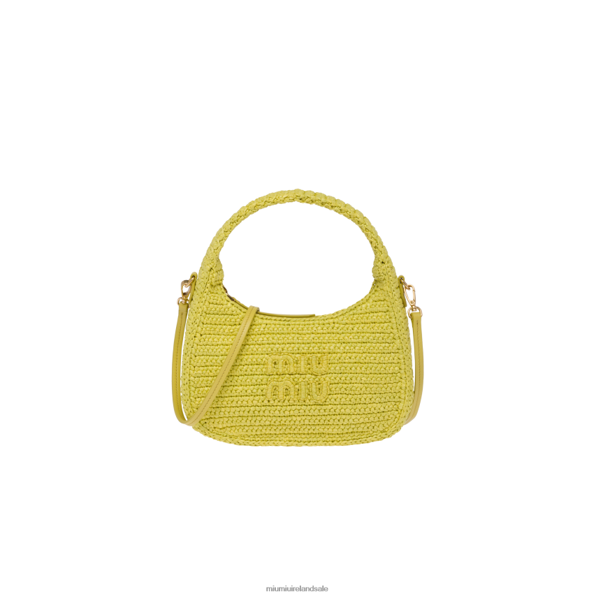 IE Miu MiuCollection Crochet Hobo Bag Citron Yellow XJN62J18