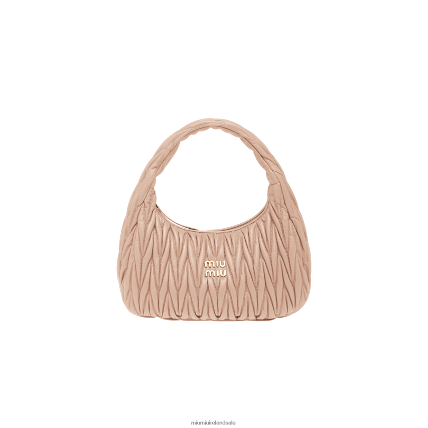 IE Miu MiuCollection Wander Matelasse Nappa Leather Hobo Bag Cameo XJN62J31