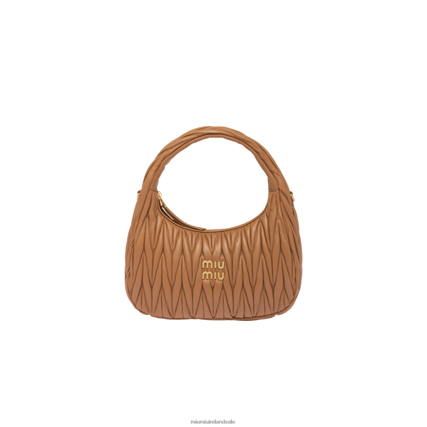 IE Miu MiuCollection Wander Matelasse Nappa Leather Hobo Bag Caramel XJN62J26