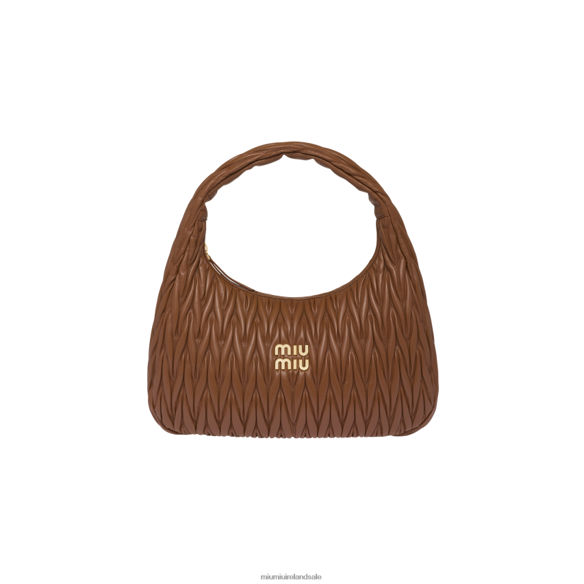 IE Miu MiuCollection Wander Matelasse Nappa Leather Hobo Bag Cognac XJN62J29