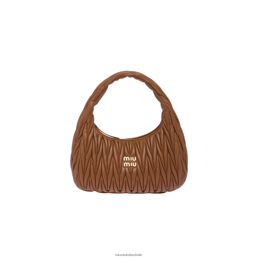 IE Miu MiuCollection Wander Matelasse Nappa Leather Hobo Bag Cognac XJN62J33