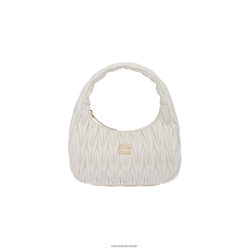 IE Miu MiuCollection Wander Matelasse Nappa Leather Hobo Bag White XJN62J32