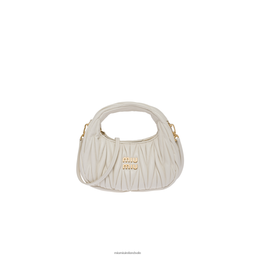 IE Miu MiuCollection Wander Matelasse Nappa Leather Hobo Mini-bag White XJN62J27