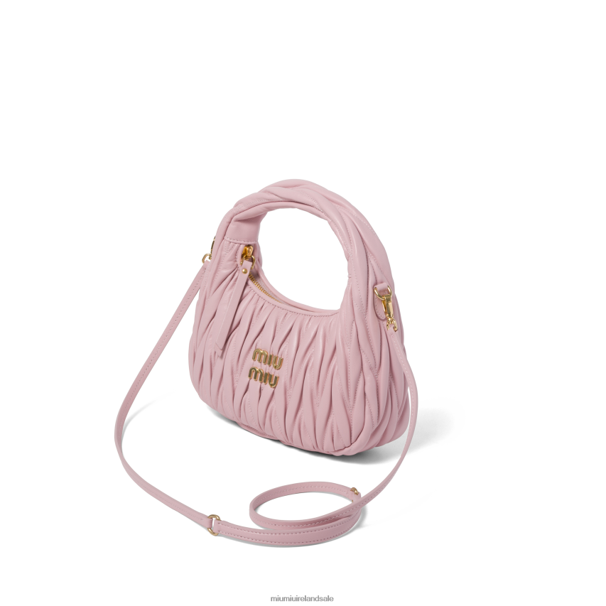 IE Miu MiuCollection Wander Matelasse Nappa Leather Mini Hobo Bag Alabaster Pink XJN62J7