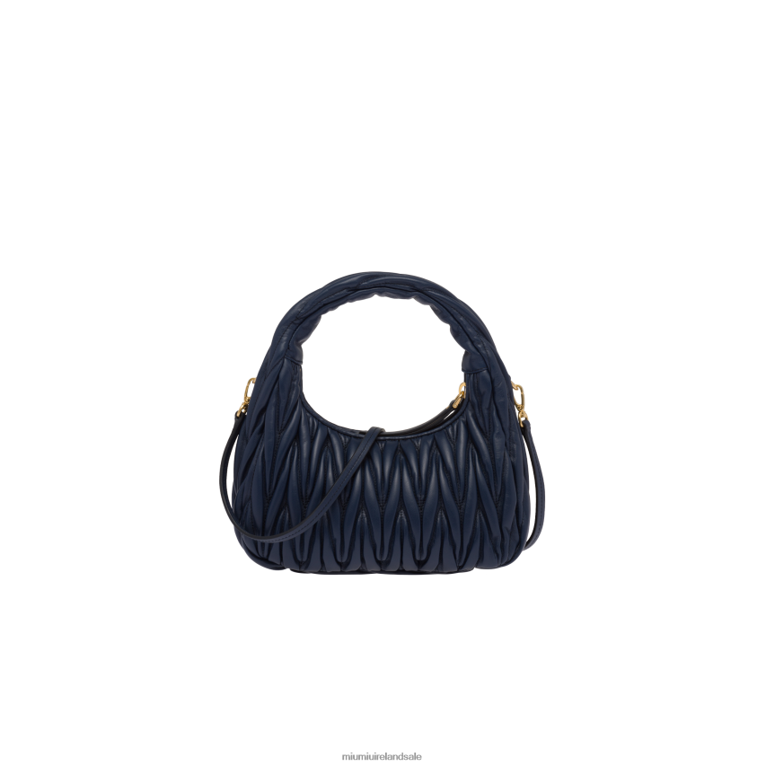 IE Miu MiuCollection Wander Matelasse Nappa Leather Mini Hobo Bag Baltic Blue XJN62J5