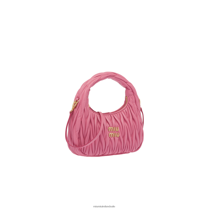 IE Miu MiuCollection Wander Matelasse Nappa Leather Mini Hobo Bag Begonia Pink XJN62J1